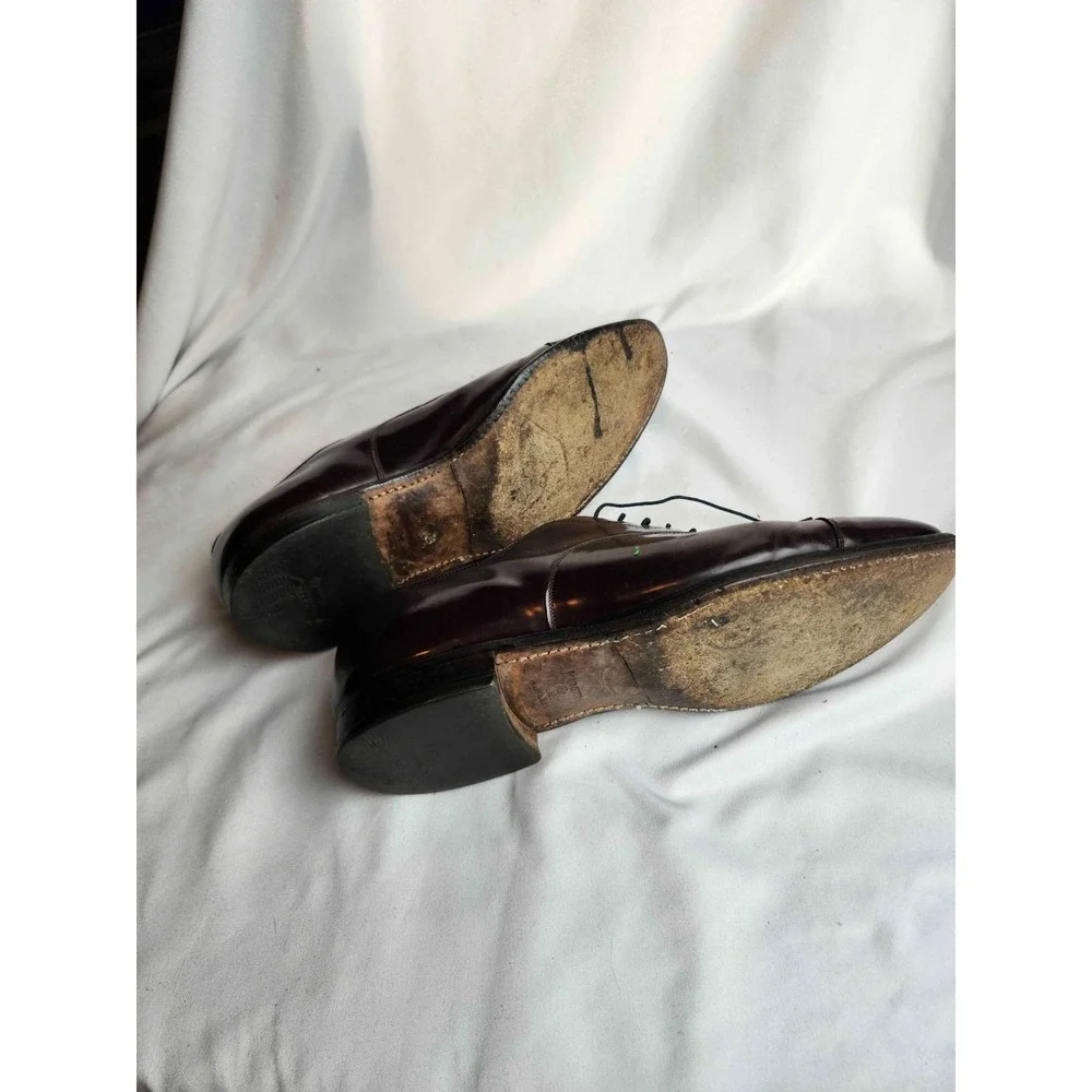 Johnston Murphy Cap Toe Oxfords Dress Shoes Mens 11D Burgundy Leather Business